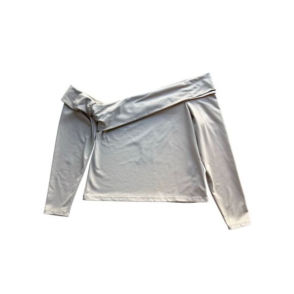 Abercrombie & Fitch Soft Collection Cream Long-Sleeve Off-The-Shoulder Top - Picture 2 of 8